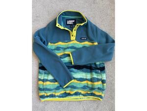 Lands' End Women’s  Medium Fleece Pullover with Colorful Stripes